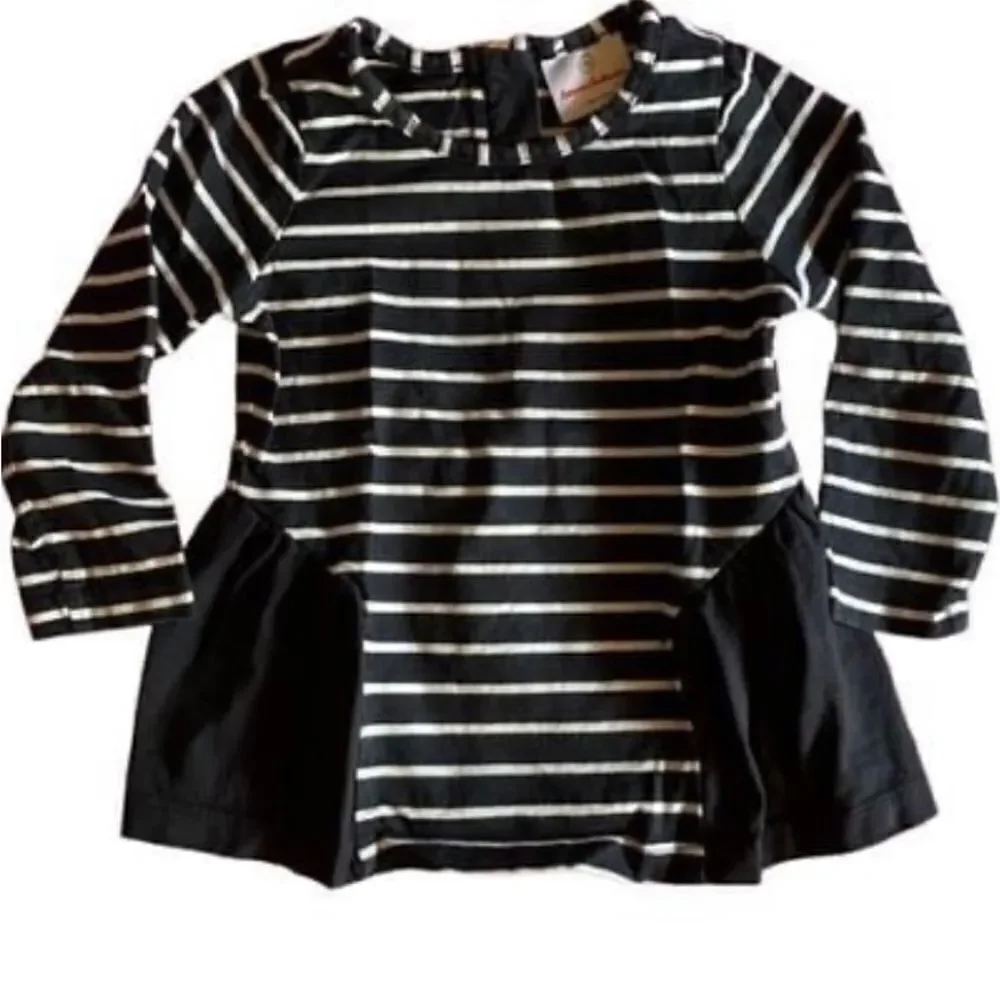 Hanna Anderson toddler girls black and white striped top size 3